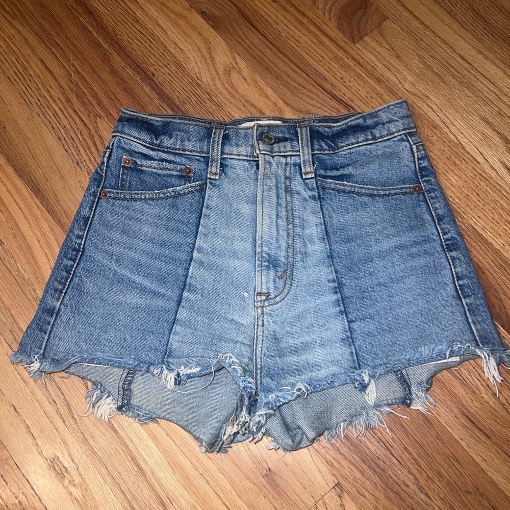 Two Tone High Rise Mom Short